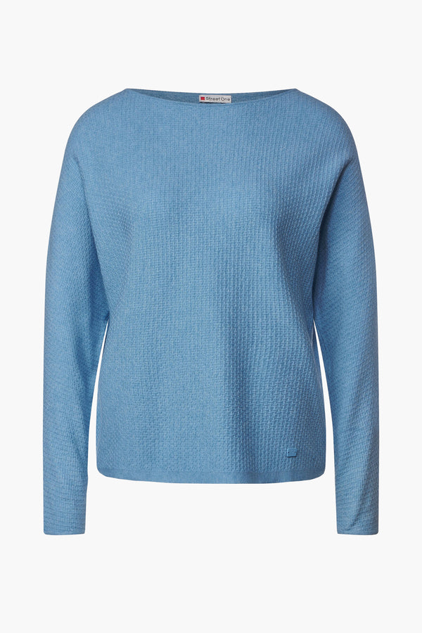 Pull col rond Bleu - STREET ONE