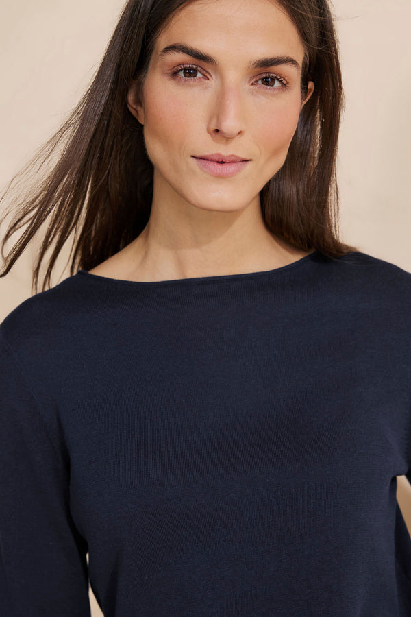 Pull col rond Bleu - STREET ONE