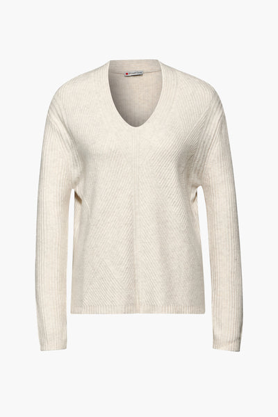 Pull col V Beige - STREET ONE