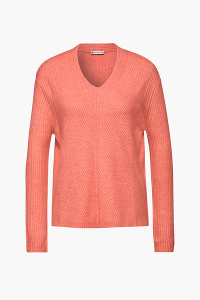 Trui met V-hals Oranje - STREET ONE