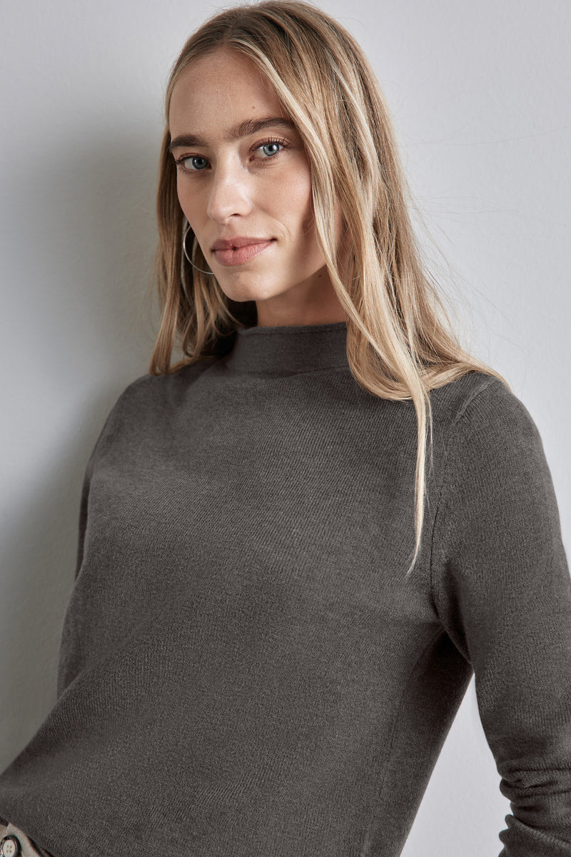Pull met ronde hals - bruin