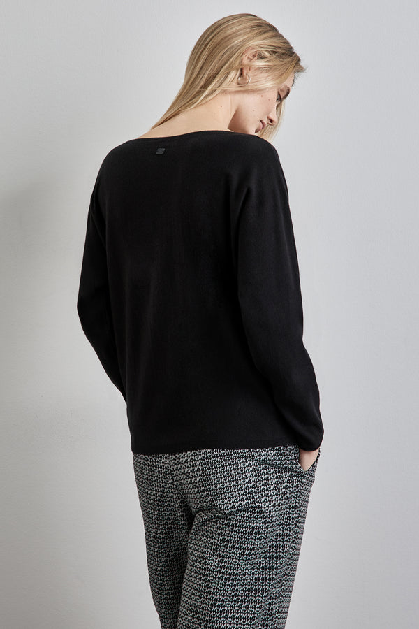 Pull col rond Noir - STREET ONE