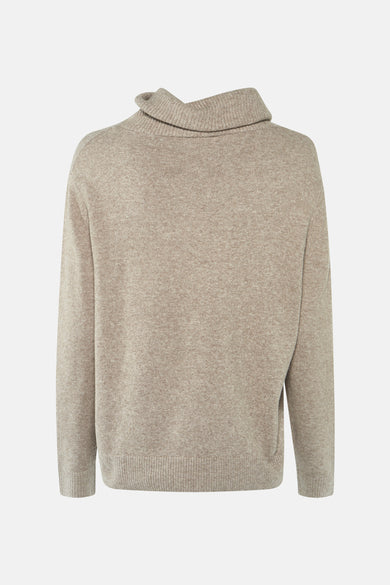 Pull à col roulé beige de Street One, en tricot texturé, vue de dos.
