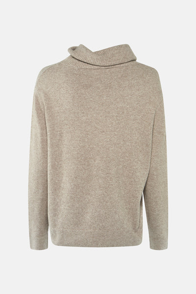 Pull à col roulé beige de Street One, en tricot texturé, vue de dos.
