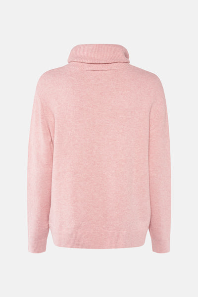 Pull à col roulé rose de Street One, en maille douce et confortable, avec un col montant côtelé.
