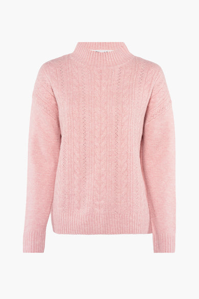 Pull rose à col montant de Street One avec motif torsadé sur le devant.