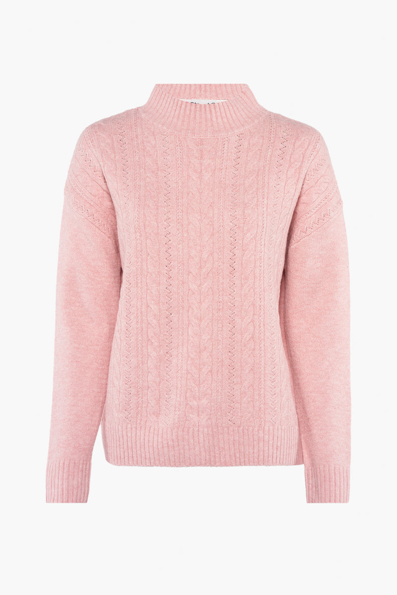 Pull rose à col montant de Street One avec motif torsadé sur le devant.
