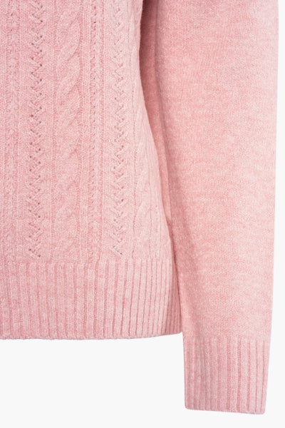 Pull rose à col rond de STREET ONE avec motif torsadé et maille côtelée.