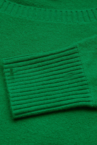 Pull à col rond vert de STREET ONE, en maille texturée avec bordures côtelées.
