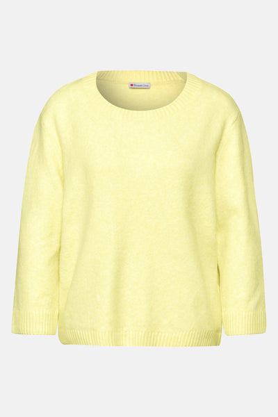 Pull jaune à col rond de Street One, en tricot texturé.