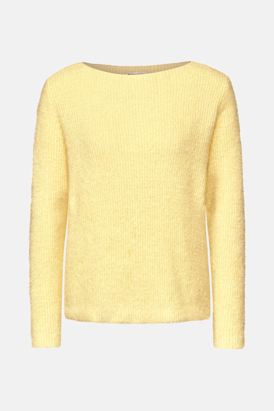 Pull à col rond jaune de STREET ONE, en maille texturée douce sur fond uni.