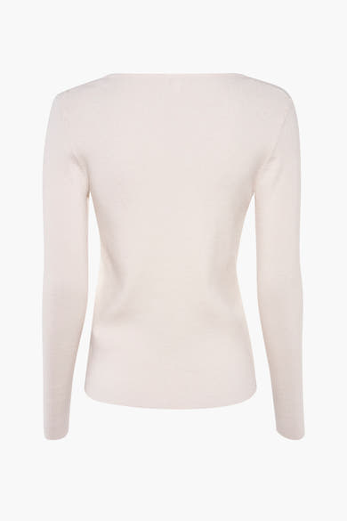 Beige ronde hals trui van Street One, in ribgebreid, achterzijde.