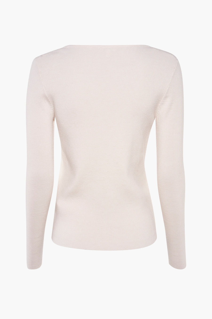 Beige ronde hals trui van Street One, in ribgebreid, achterzijde.