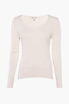 Beige trui met ronde hals van Street One, in fijne ribgebreide stof en lange mouwen.