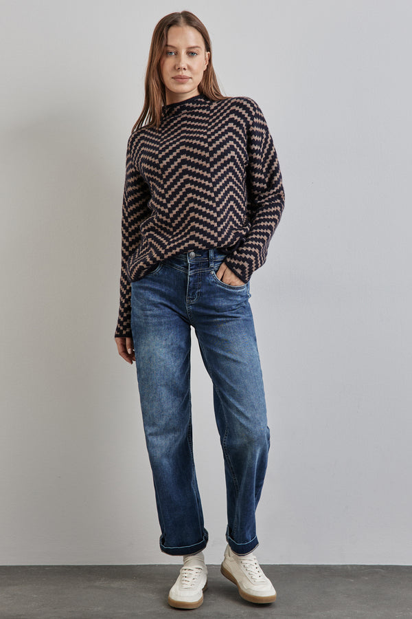 Pull col rond Bleu - STREET ONE