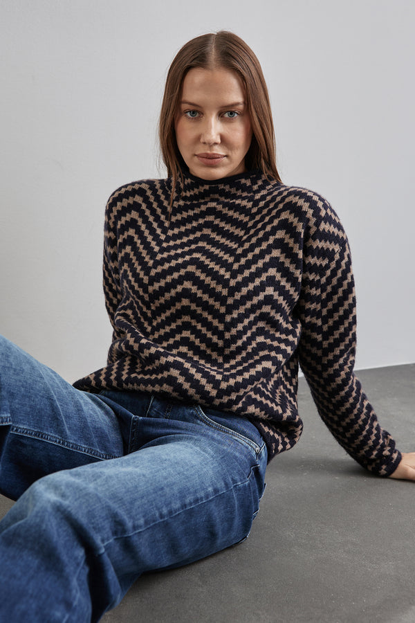 Pull col rond Bleu - STREET ONE