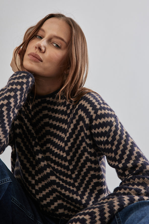 Pull col rond Bleu - STREET ONE