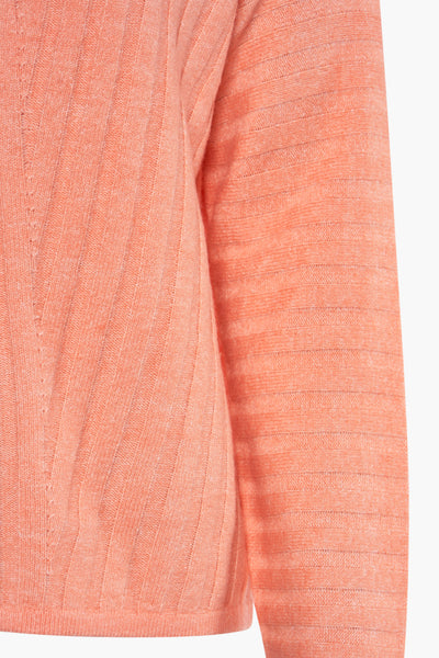 Pull col en V orange de Street One, en maille côtelée avec détail texturé.