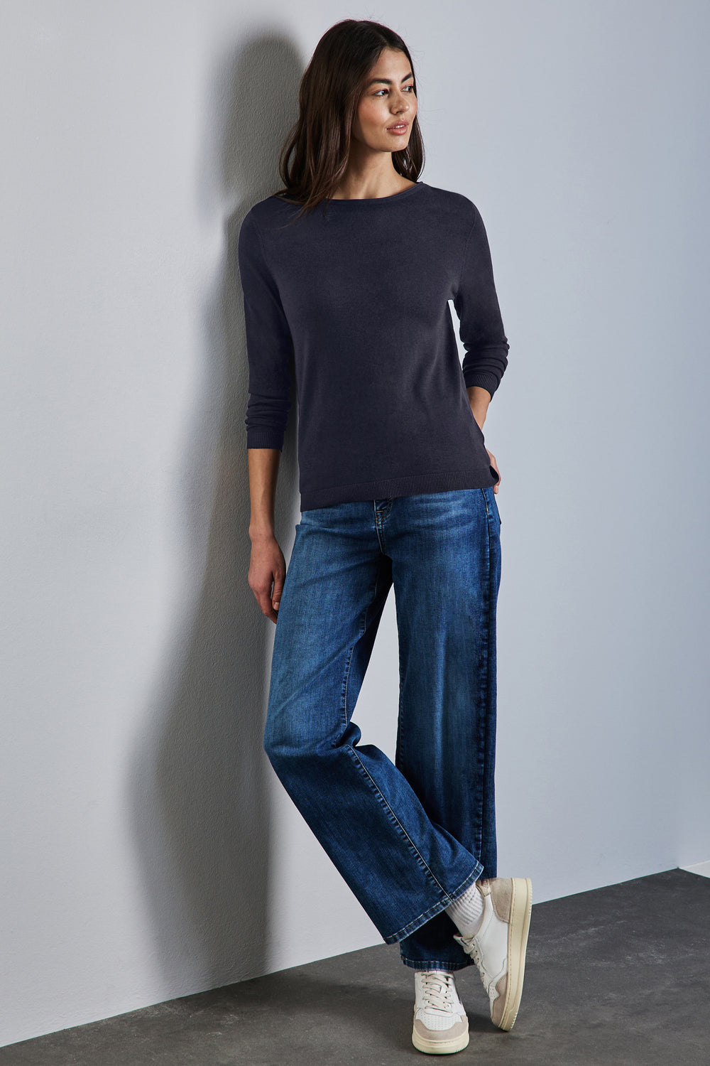 Pull col rond Bleu - STREET ONE
