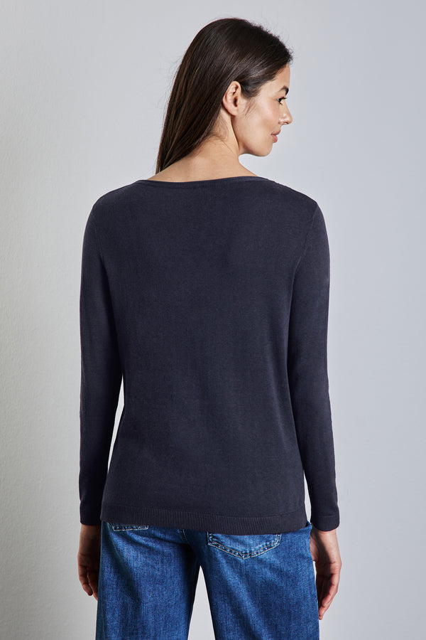 Pull col rond Bleu - STREET ONE