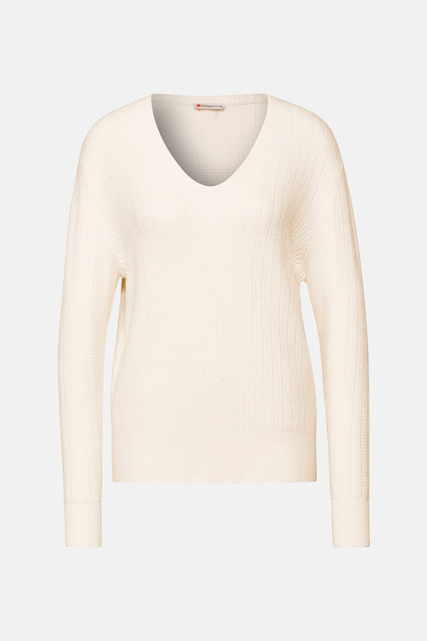 Pull col V Beige - STREET ONE
