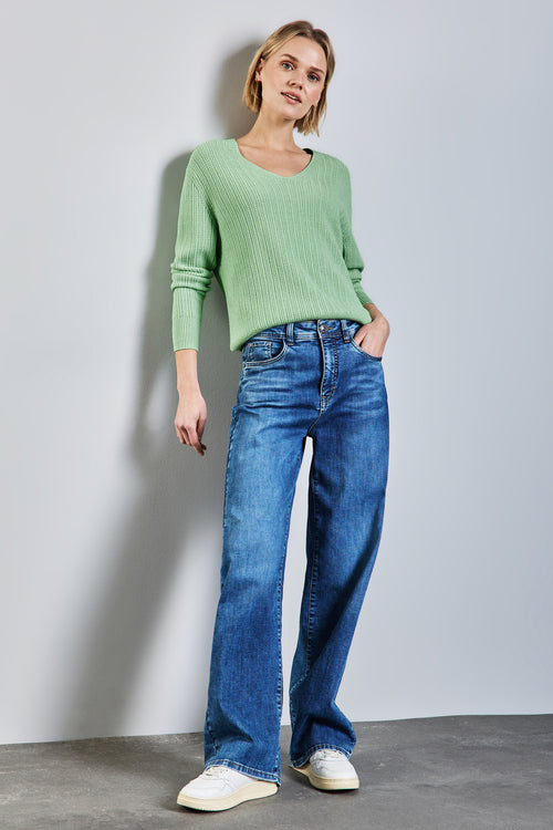 Pull met V-hals - green