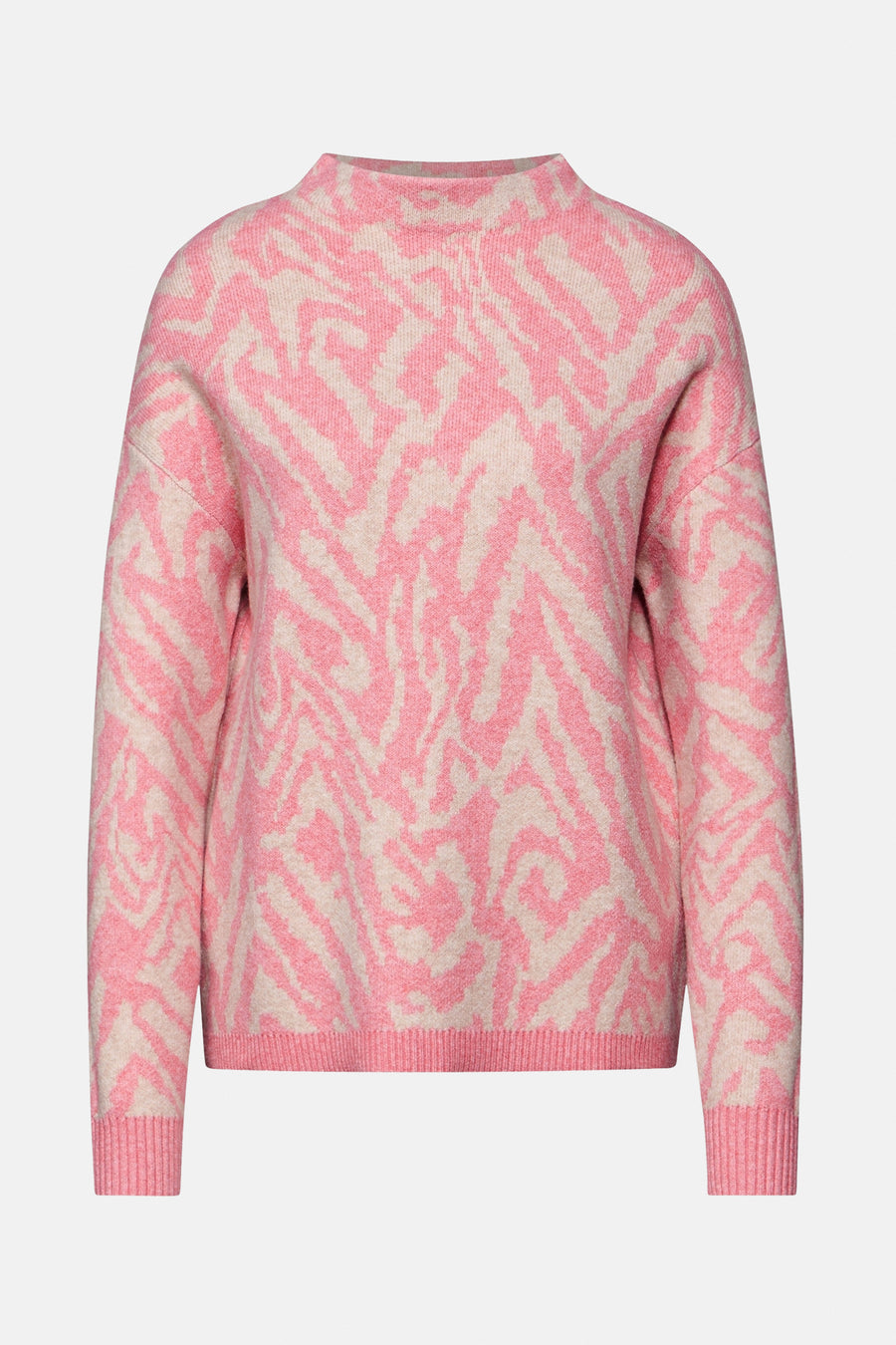 CORAAL ROLTRUI VAN STREET ONE, MET ROZE EN BEIGE ABSTRACT PATROON.