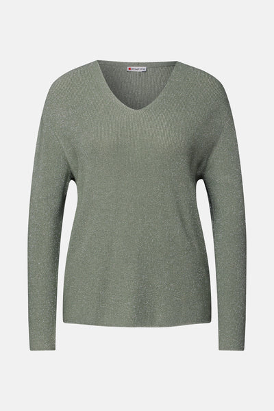 Trui met V-hals Groen - STREET ONE