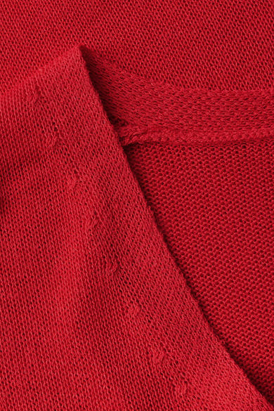 Top uni manches courtes rouge de STREET ONE avec une texture tricotée aérée.
