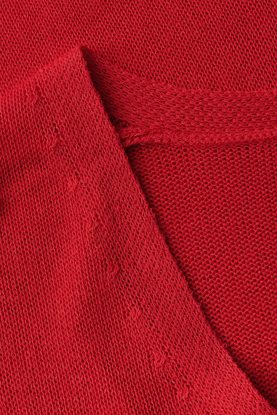 Top uni manches courtes rouge de STREET ONE avec une texture tricotée aérée.
