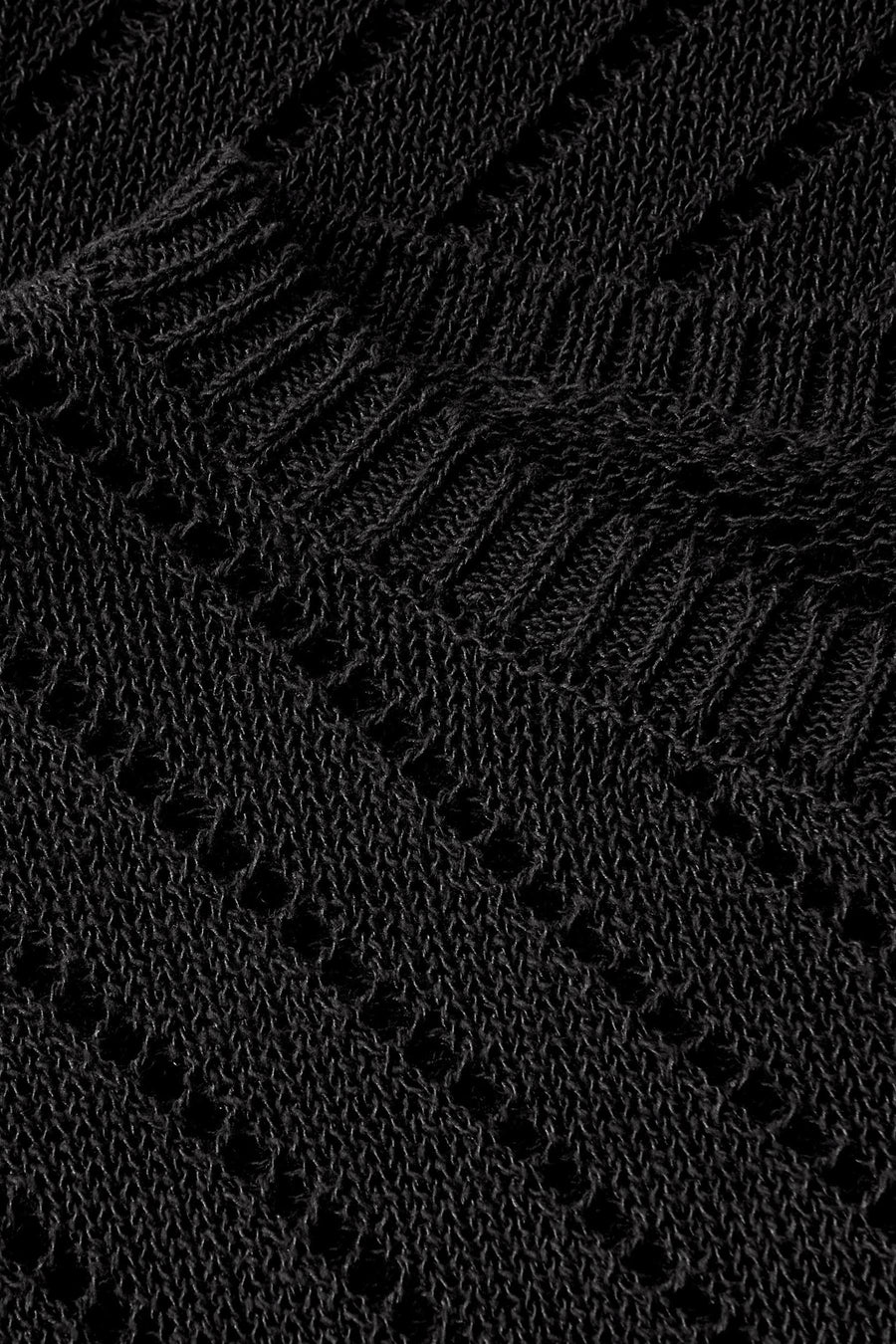 Pull col rond noir de Street One avec motif ajouré et tricoté.