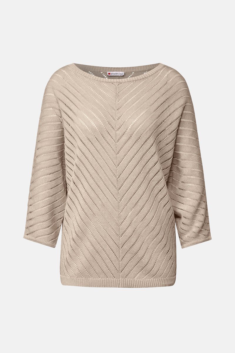 Trui met ronde hals beige - STREET ONE