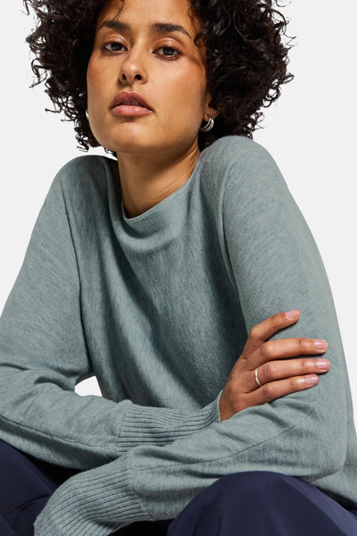 Pull col rond bleu chiné de STREET ONE avec manches longues et finitions côtelées.