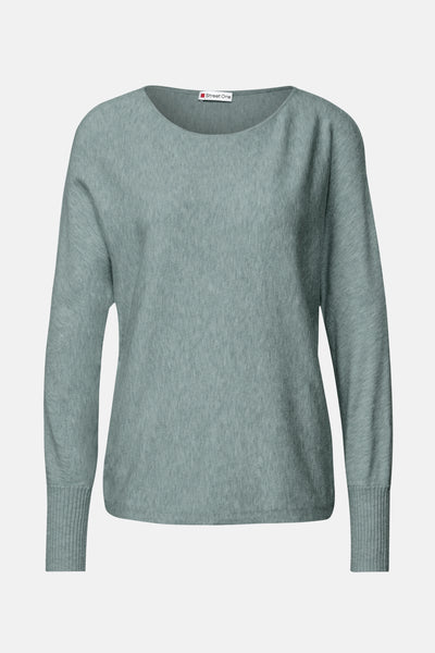 Pull col rond bleu de STREET ONE, avec manches longues et finitions côtelées aux poignets.