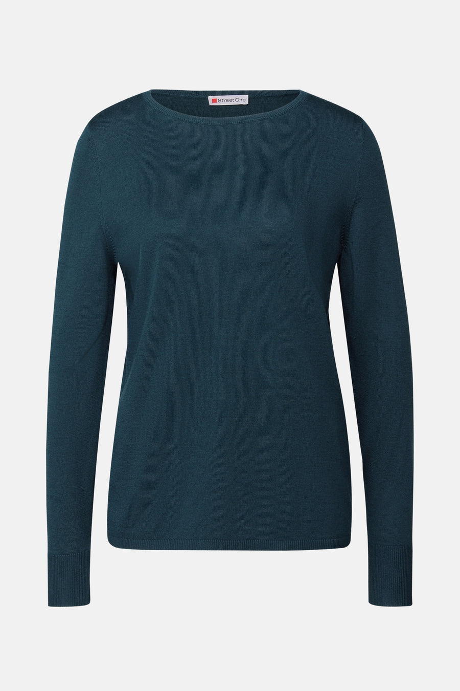 Top met lange mouwen in het blauw van STREET ONE, in fijne ribgebreide stof.