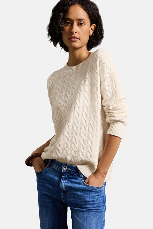 Trui met ronde hals ecru - STREET ONE