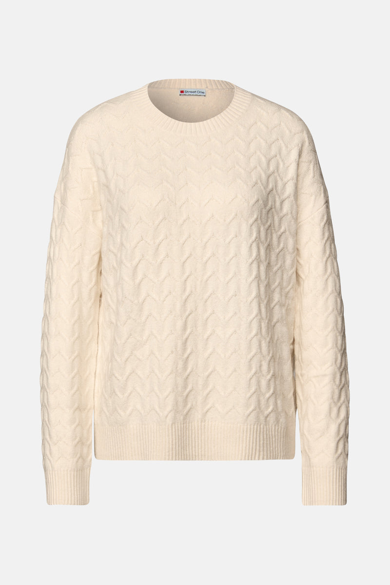 Trui met ronde hals ecru - STREET ONE