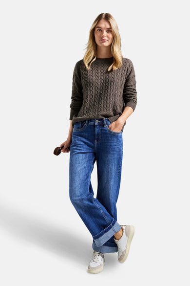 Trui met ronde hals bruin - STREET ONE