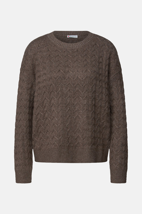 Trui met ronde hals bruin - STREET ONE
