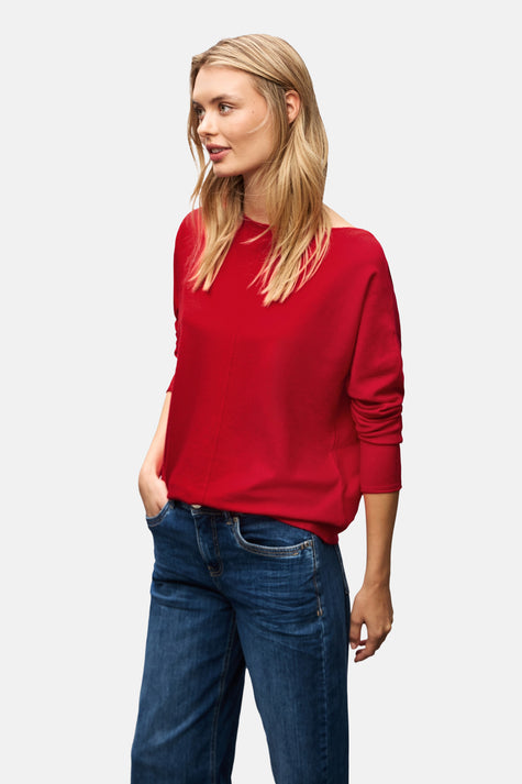 Pull met ronde hals - rood