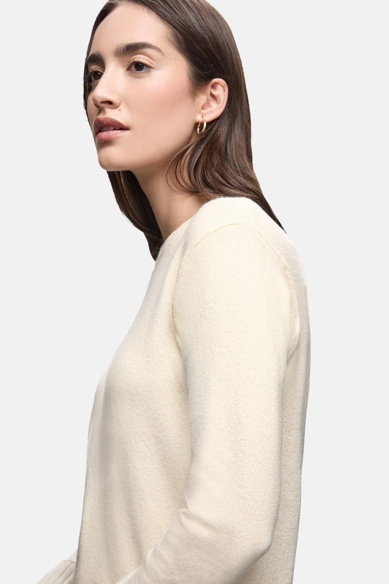 Pull met ronde hals - ecru