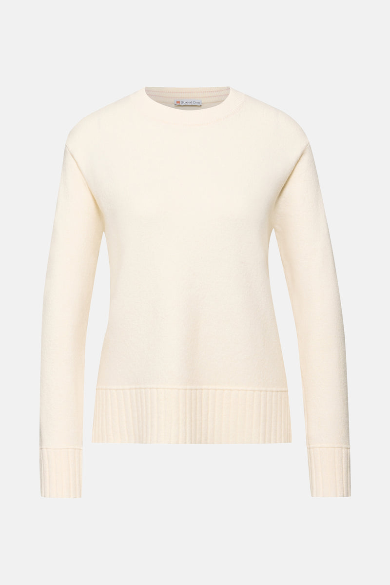 Pull met ronde hals - ecru
