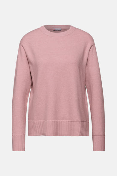Roze trui met ronde hals van STREET ONE, met geribde boorden aan de zoom en manchetten.