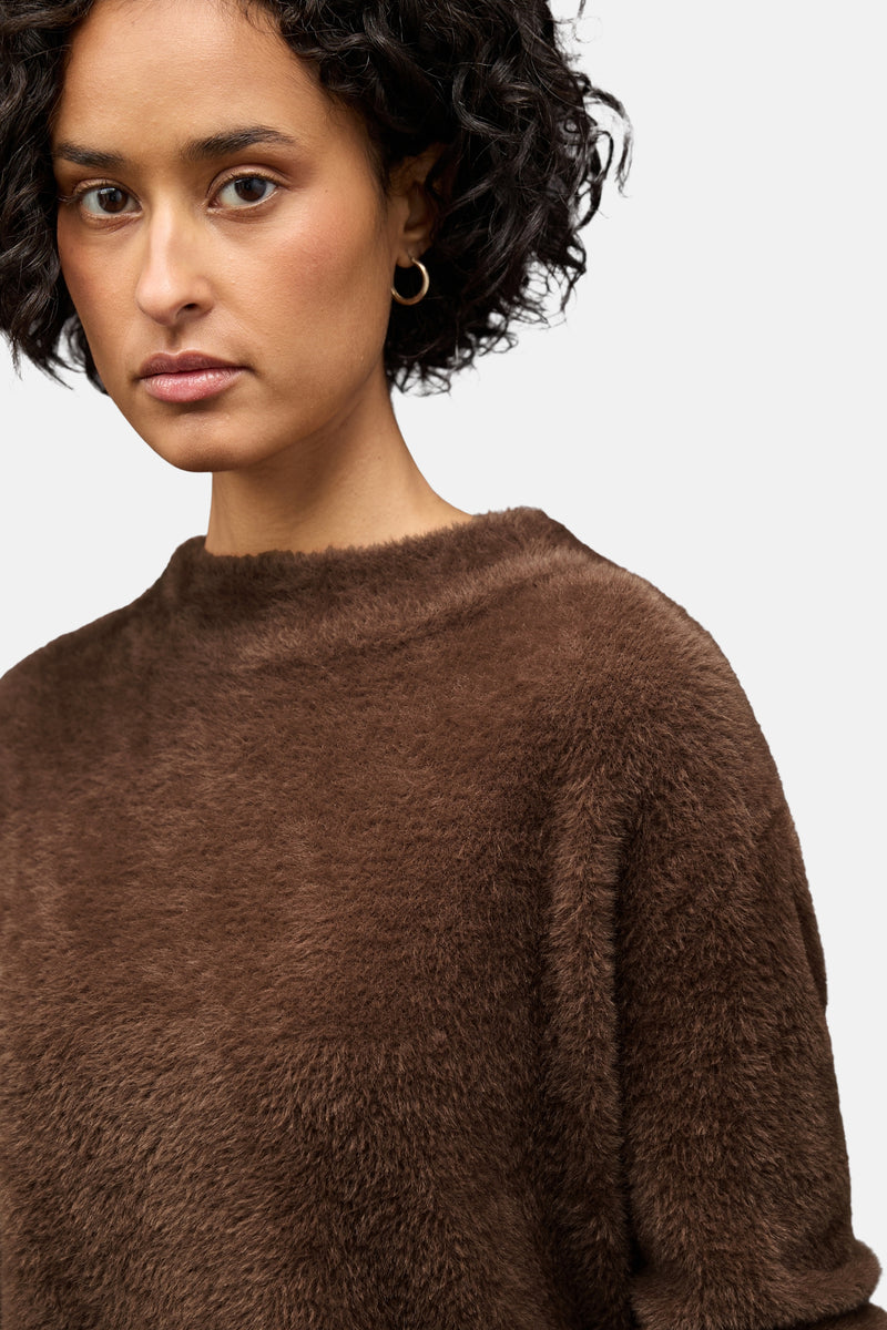 Trui met ronde hals bruin - STREET ONE