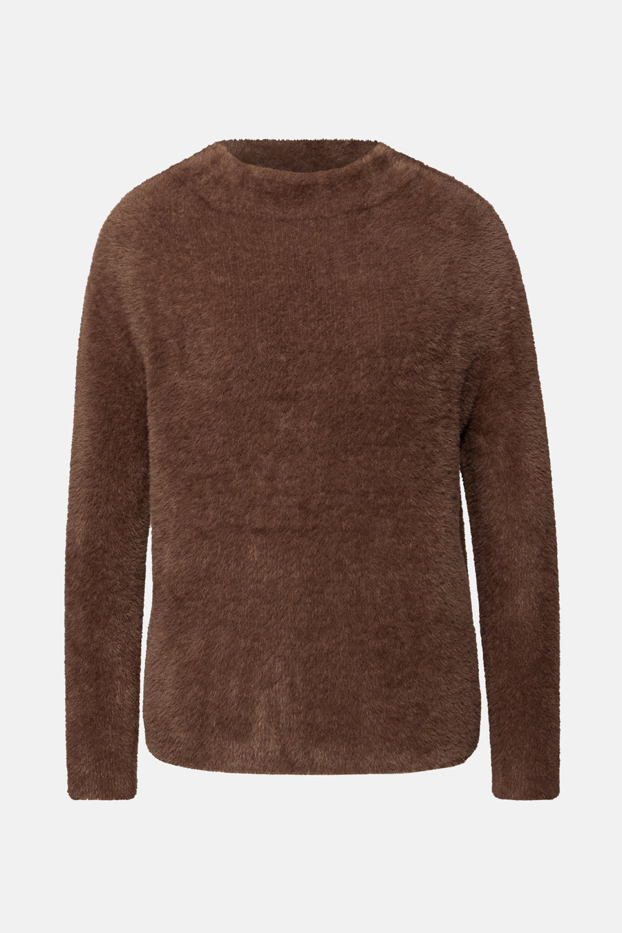 Ronde hals trui van STREET ONE in bruin met een pluizige textuur en lange mouwen.