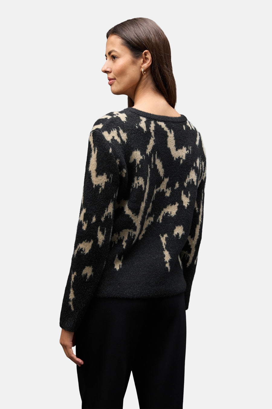 Ronde hals trui met meerkleurig patroon van Street One met abstract motief en lange mouwen.
