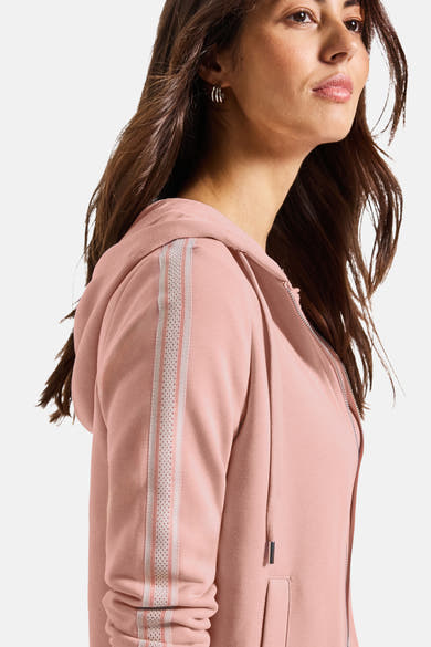 Roze sweatvest van STREET ONE met decoratieve strepen op de mouwen.