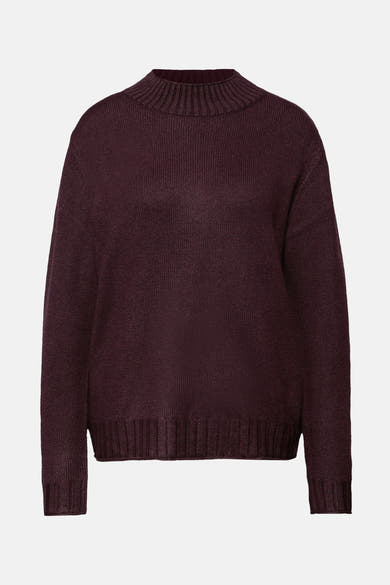 Ronde hals trui bordeaux van Street One, in fijn geribbelde breinaard.