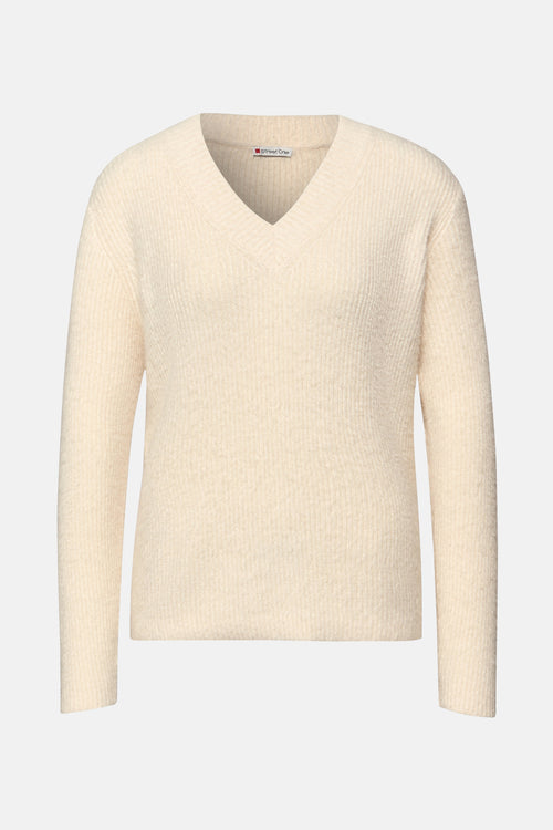 Trui met V-hals ecru - STREET ONE