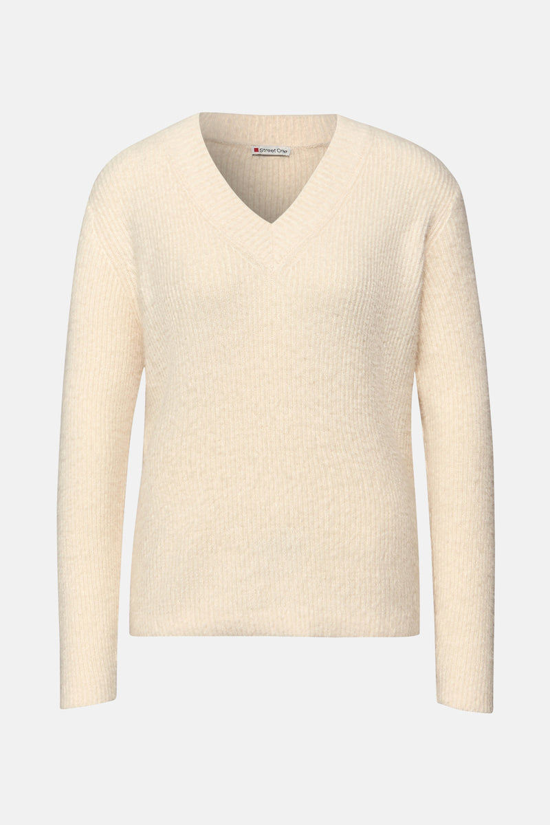 Pull col V Écru - STREET ONE